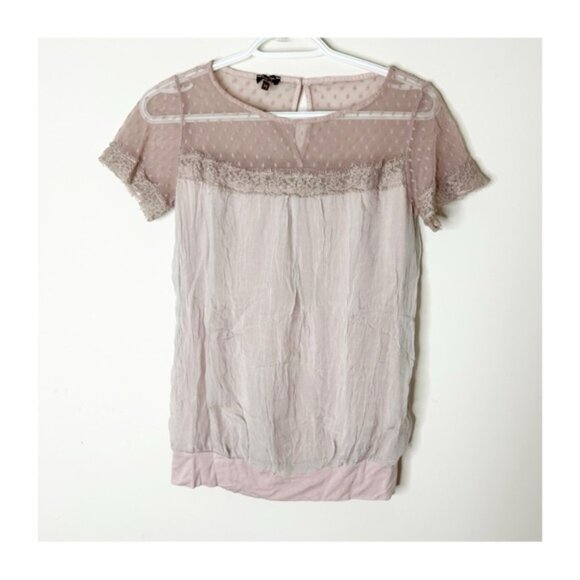 Phase Eight Silk Blouse Top Short sleeve Lace trim Y2k 00s Size XS - Picture 4 of 13